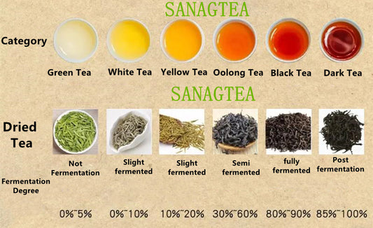 About green tea, black tea, oolong tea, white tea, yellow tea and dark tea