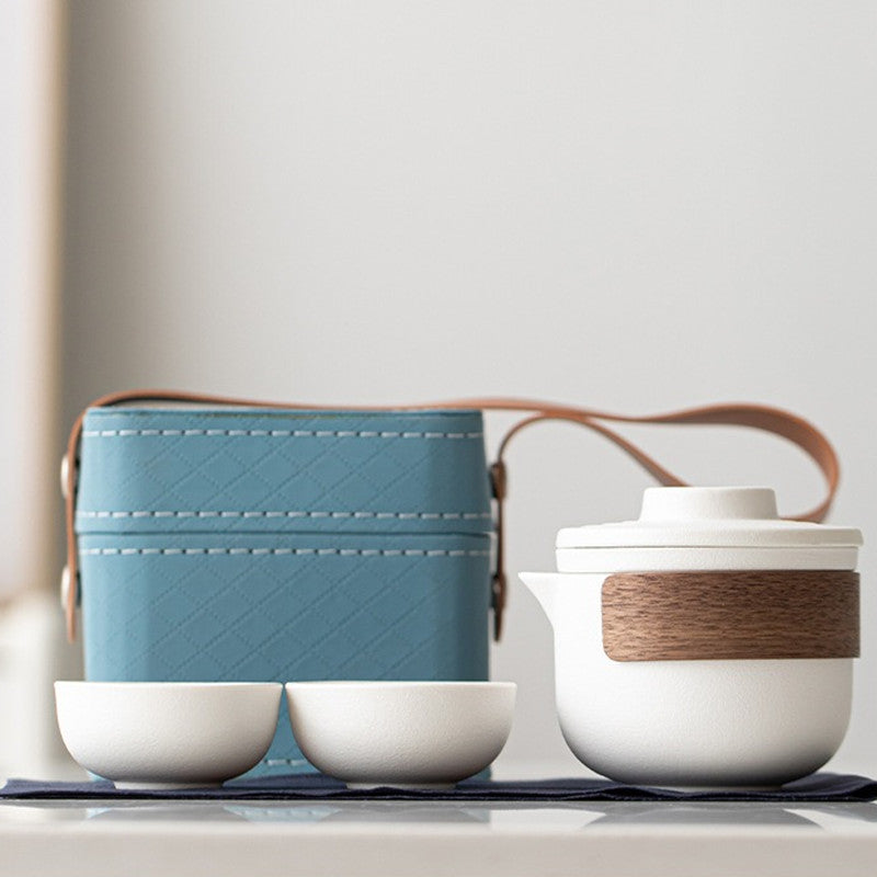 Portable travel tea set - One pot and Two cups