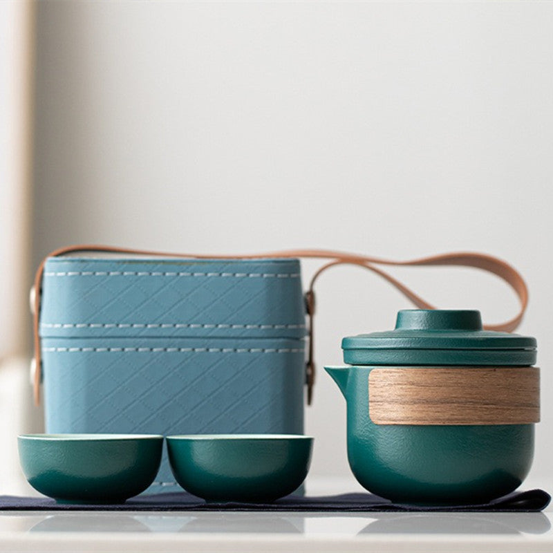 Portable travel tea set - One pot and Two cups